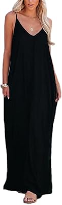 Robe de plage longue ample sans manches à col en v avec larges