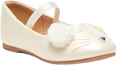 Ballerines à enfiler brodées bout rond avec sangle élastique pour filles