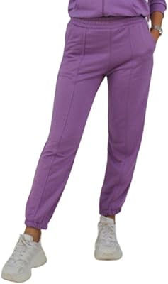 Pantalon de survêtement taille haute en coton pour femme avec poches, pour jogging