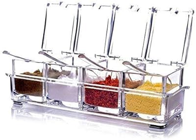 Boîte à épices en cristal acrylique chef karting étagère pour poivre et sel