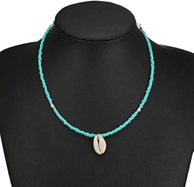 Collier bohème coquillage vert strass perles pendentif collier long collier déclaration femmes bijoux