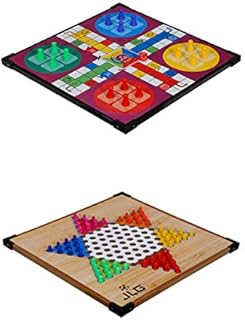 Jlg 12x12 ludo en bois + dames chinoises avec dés et jetons
