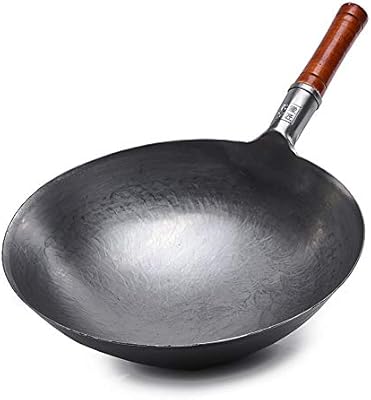 Poêle à frire chinoise traditionnelle en acier au carbone martelé à la main