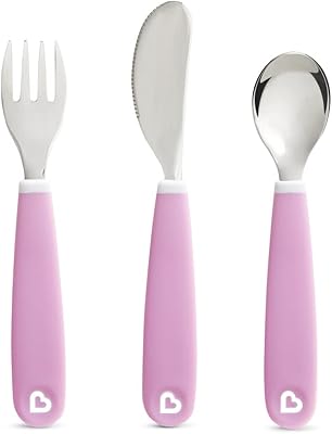 Ensemble de couverts pour enfants munchkin splash (fourchette, couteau et cuillère), violet
