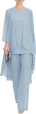Zhongqifen 3 pièces en mousseline de soie mère de la mariée pantalon costume