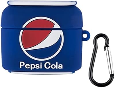 Coque airpods pro en silicone souple bleu pepsi avec sac porte-clés clip