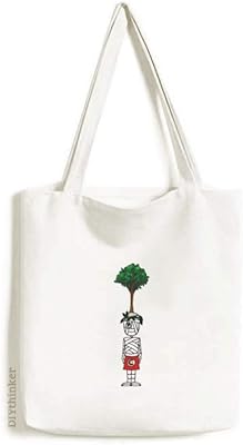 Sac fourre-tout en toile avec motif d'arbre de tunisie, sac de courses