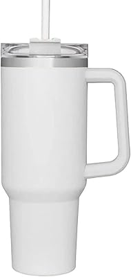 Tasse réutilisable de 40 oz avec poignée et couvercle en paille, tasse étanche
