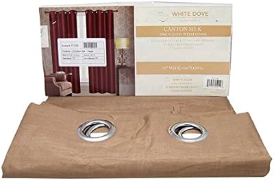 Rideaux en mousse de soie canton dove blanche, 70"l x 84"h, robe isolante