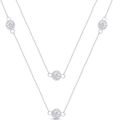 Collier chaîne en argent sterling avec lunette carrée et zircone cubique ronde