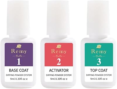 Ensemble de 3 poudres à tremper remy belle avec base top coat