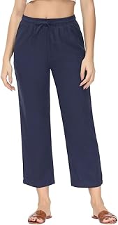 Pantalon court en lin mélangé à jambe large avec cordon de serrage