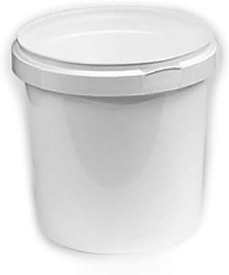 Seau en plastique blanc de 1 litre avec couvercle blanc (paquet de 10)