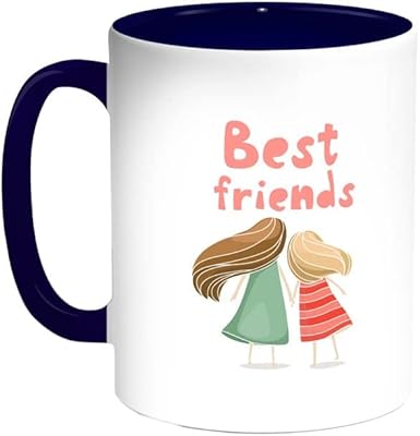 Tasse à café imprimée best friends, bleu/blanc/rouge, 11 oz