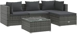 Vedaxl ensemble de salon de jardin 5 pièces avec coussins pour terrasse extérieure