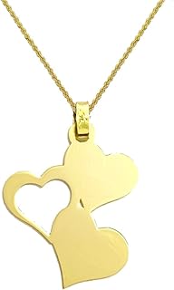 Collier pendentif triple cœur en or massif 18 carats