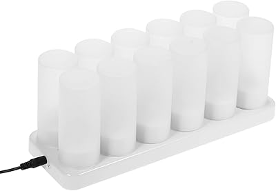 Bougies led clignotantes rechargeables sans flamme siyu avec tasses givrées, base de chargement