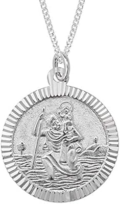 Collier de médaille de saint-christophe en argent sterling véritable aeon pour femmes