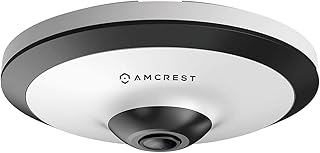 Caméra ip amcrest fisheye poe, panoramique 360 ​​degrés 5mp, caméra de surveillance fisheye