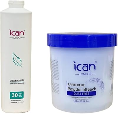 Crème peroxyde professionnelle ican london 30 ful 9% 1000 ml + poudre