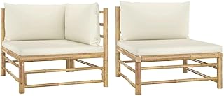 Vedaxl 2 pièces ensemble de chaise longue de jardin avec coussins blanc crème