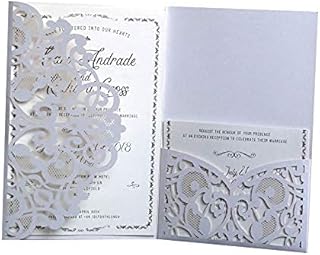 20 cartes d'invitation de mariage européennes à trois volets découpées au laser