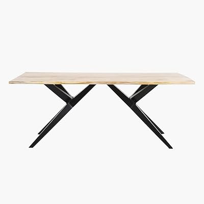 Home box table à manger giada 6 places en bois massif, dimensions 75