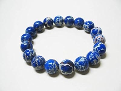 Bracelet variscite bleu extensible de 10 mm à énergie positive rond, lisse 7,5"