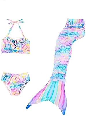 Ensemble de maillot de bain 3 pièces queue de sirène cutecute girls, ensemble