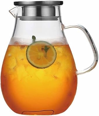 Carafe à eau home smart en verre avec couvercle en acier inoxydable