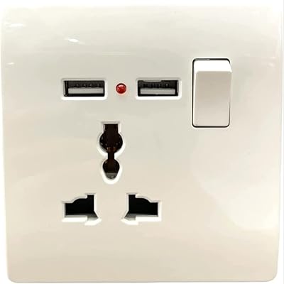 Double prise murale universelle avec 2 ports usb - (5v/2a), blanc. Shoppez futé, shoppez Diaytar Sénégal