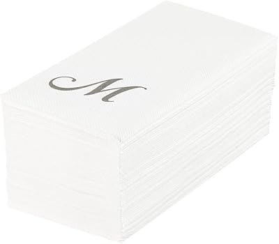 Serviettes en papier blanc luxenap rectangulaires lettre m argentées air