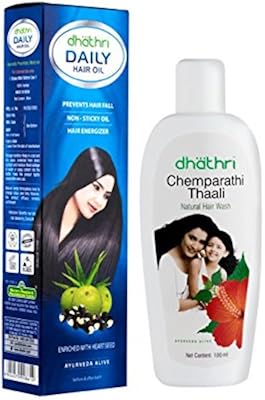Shampooing dhathri chemparathi thaali 100 ml et huile de soin capillaire quotidien 90