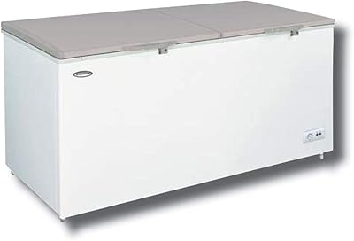 Congélateur coffre westpoint 840l, double couvercle autoportant, roues pivotantes éclairées par led, serrure