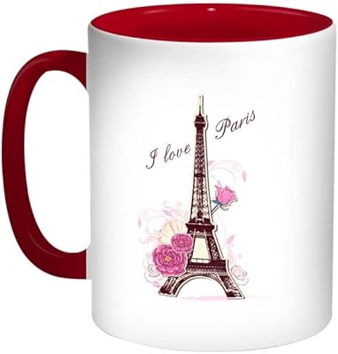Tasse à café imprimée i love paris, rouge/blanc, 11 oz