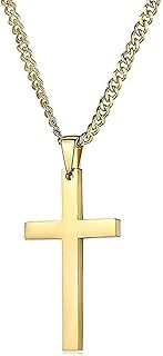 Collier chaîne en forme de croix en or 14 carats, fermoir solide