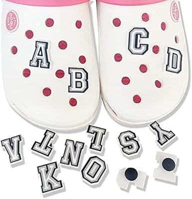 Charms de chaussures pour décoration croco ou jibbitz, lettres chiffres l'attrait des chaussures