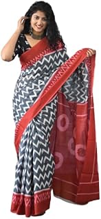 Galter handicrafts sari ikat en coton imprimé à la main pour femme
