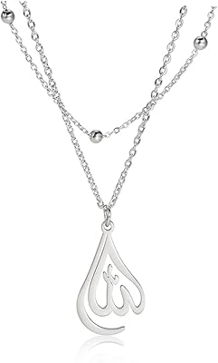 Collier islamique musulman allah en couches pour femmes, breloque en acier inoxydable, goutte