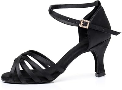 Chaussures de danse latine pour femmes, chaussures de danse professionnelles noires, adaptées