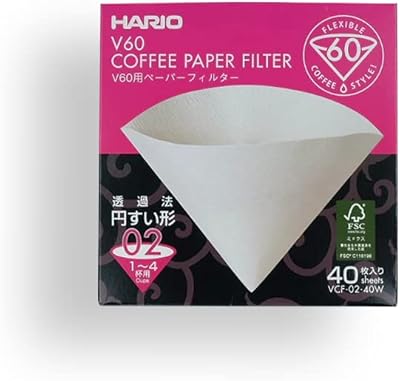 Filtres à café jetables en papier hario v60 avec filtre conique taille 02