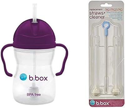 B. box essentials sippy cup - avec pailles de rechange et nettoyant (raisin)