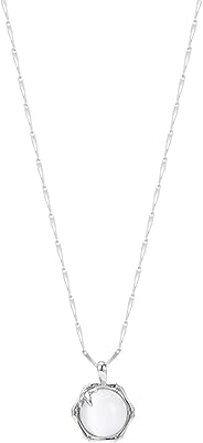 Collier pendentif en calcédoine blanche, collier décoratif en argent 925, boîte cadeau