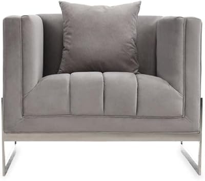 Fauteuil rembourré en velours éblouissant de homes r us, gris, hauteur : 72 cm, longueur : 91 cm, largeur : 86 cm, gris. Votre supermarché en ligne au Sénégal, c'est Diaytar