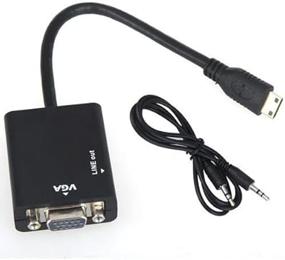 Adaptateur vidéo mini hdmi mâle vers vga femelle 1080p avec câble hd