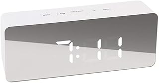 Miroir numérique led réveil horloge de bureau batterie snooze horloge lumière grand temps