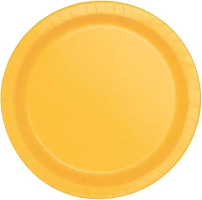 Assiette à gâteau ronde unique 20 pièces, 7 pouces de diamètre, jaune tournesol