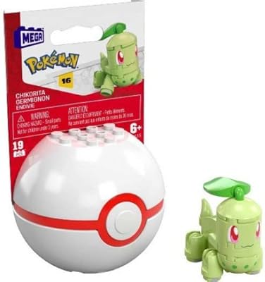 Ensemble de construction mega pokemon chikorita avec 19 pièces, blocs assortis et poke