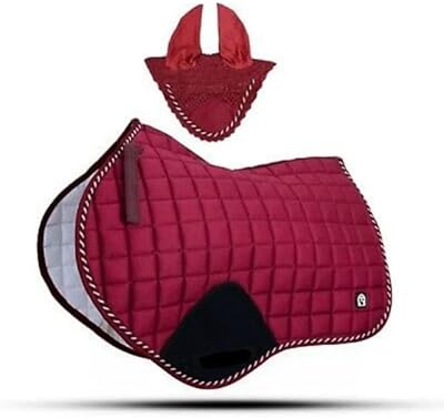 Oreiller de selle de cheval numna avec cache-oreilles assortis (bordeaux). Diaytar : Vivez l'expérience du shopping malin