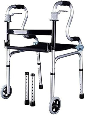 Déambulateur vertical pliable en aluminium, déambulateur léger et compact avec siège et roues